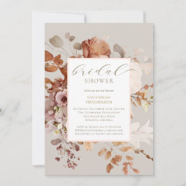Invitación Taupe Cálido Terracotta Floral Bridal Shower