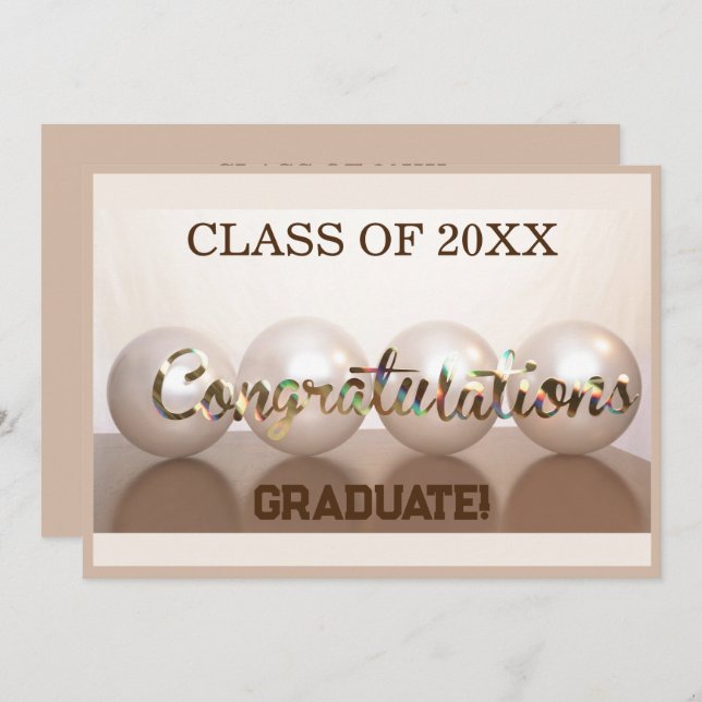 Invitación Taupe felicita al globo de graduación (Anverso / Reverso)