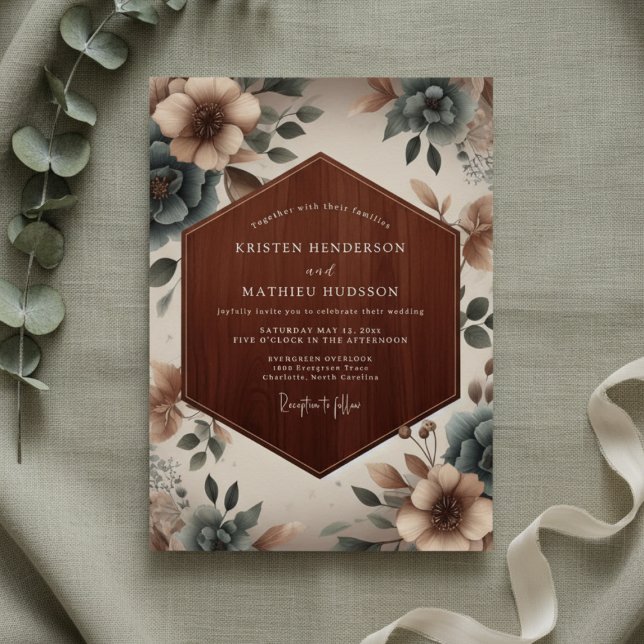 Invitación Taupe Floral Ethereal Wedding (Subido por el creador)