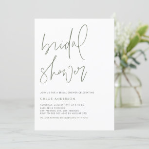 Invitación Taupe Green Handwriter Script Bridal Shower