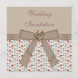 Invitación Taupe Linen Maravillas Flamingos Boda Invita
