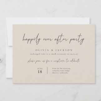Invitación Taupe Modern Feliz Nunca Después De Invitar Al Par