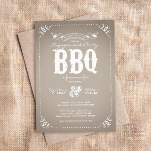 Invitación Taupe Rustic Engagement Party BBQ