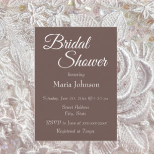 Invitación Taupe Simple Style Brillante Ducha