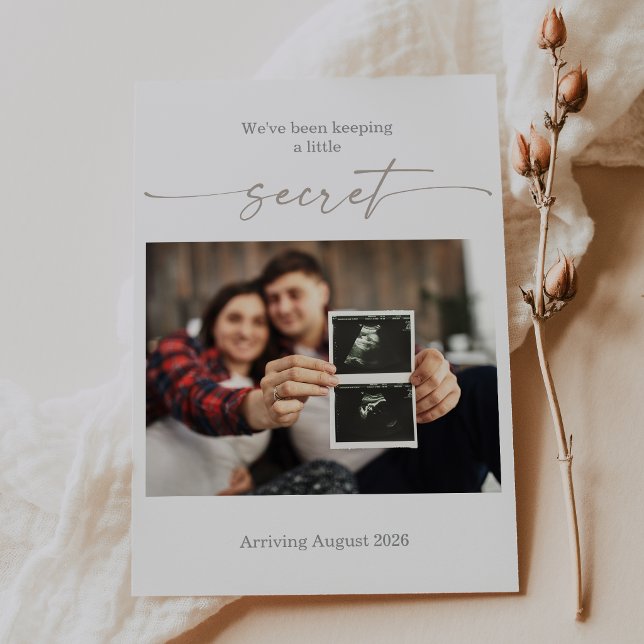 Invitación Taupe Ultrasound Photo Pregnancy Announcement Card (Subido por el creador)