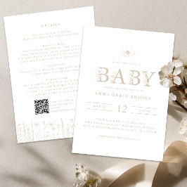Invitación Taupe Wildflower Baby Shower All-in-One Invitation