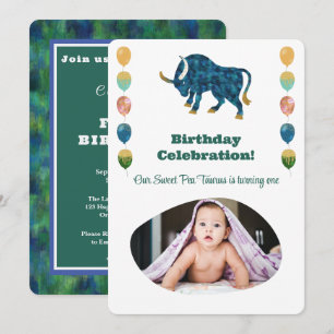 Invitación Tauro Cumpleaños 1 Impresionista Dorado Invi
