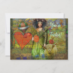 Invitación Taurus clásico retrato de mujer gótica