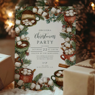 Invitación Taza Acogedora de Chocolate Caliente Feliz Navidad