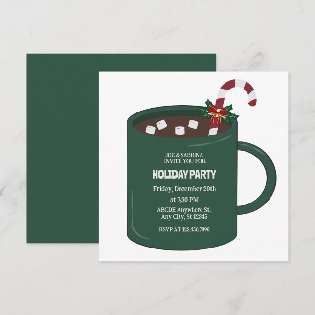 Invitación Taza de cacao caliente (Anverso / Reverso)