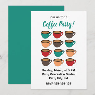 Invitación Taza de café colorida Fiesta del café