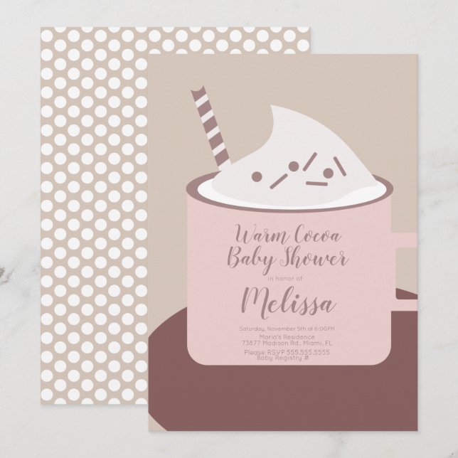 Invitación Taza de chocolate caliente de cacao moderno para b (Anverso / Reverso)