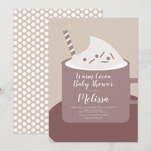 Invitación Taza de Chocolate Caliente de Cocoa Moderna para B (Anverso / Reverso)
