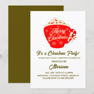 Invitación Taza de chocolate caliente navideño para fiesta de