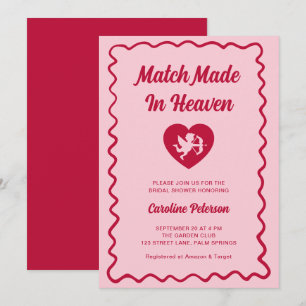 Invitación Taza de ducha nupcial Retro Rojo Hecha en el Cielo