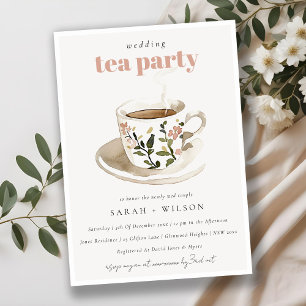 Invitación Taza de té de boda de fiesta de té floral pastel e