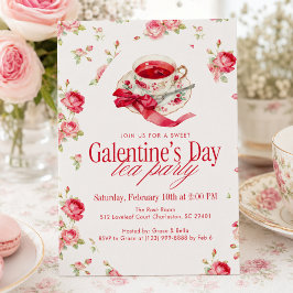 Invitación Taza de Té de Rosa Romántica Fiesta del Té del Día