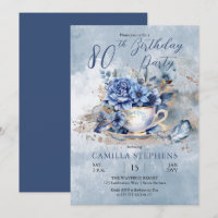 Taza de té floral de invierno elegante cumpleaños