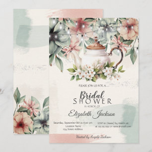 Invitación Taza de Té FloralPincelada Despedida de Soltera