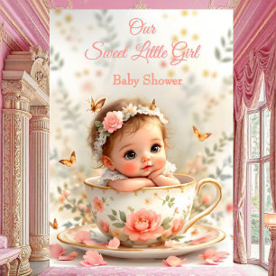 Invitación Taza Dulce Cumpleaños Niña Melocotón Rosa