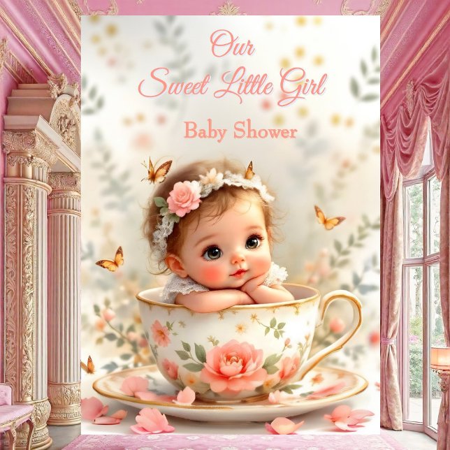 Invitación Taza Dulce Cumpleaños Niña Melocotón Rosa (Subido por el creador)