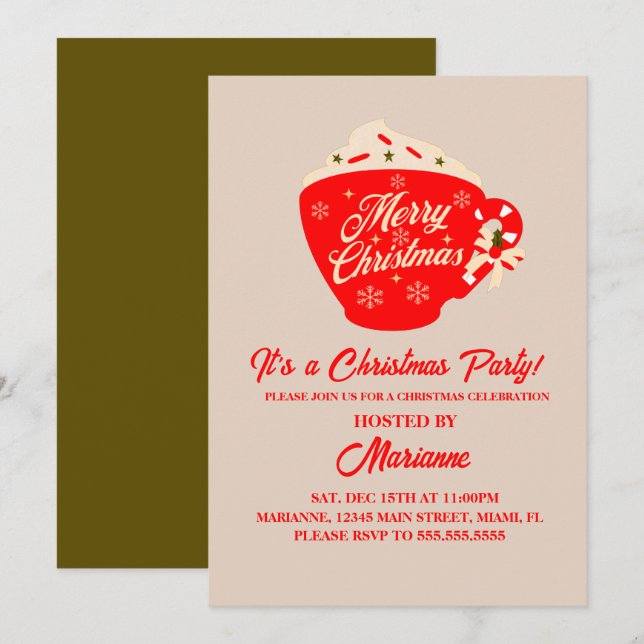 Invitación Taza Feliz Navidad Fiesta de Navidad  (Anverso / Reverso)