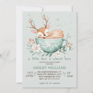 Invitación Taza floral de ciervos del bosque Baby Shower