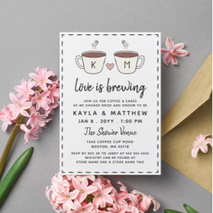 Invitación Tazas de café encantadoras El amor está hirviendo 