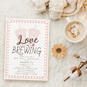Invitación Tazas de café para llevar Love is Brewing para des