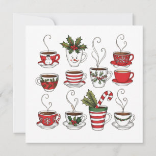 Invitación Tazas de té divertidas en navidad