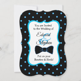 Invitación Tazón azul negro y tacones invitados a la boda LGB