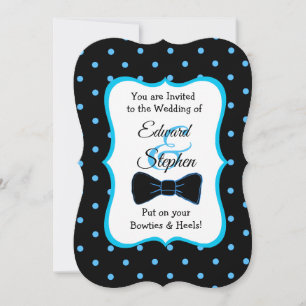 Invitación Tazón azul negro y tacones invitados a la boda LGB