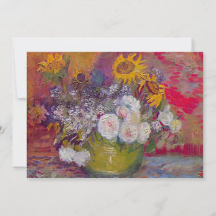 Invitación Tazón con girasoles y rosas de Vincent van Gogh