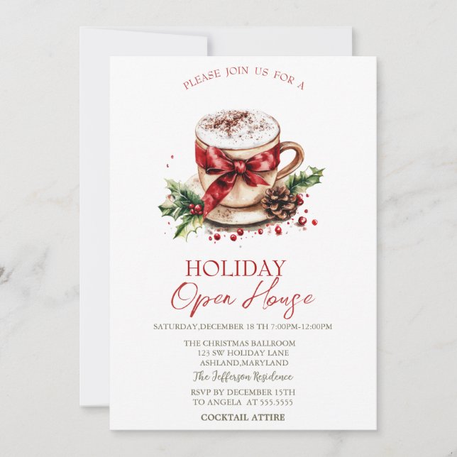 Invitación Tazón de bebida de Navidad Fiesta de puertas abier (Anverso)