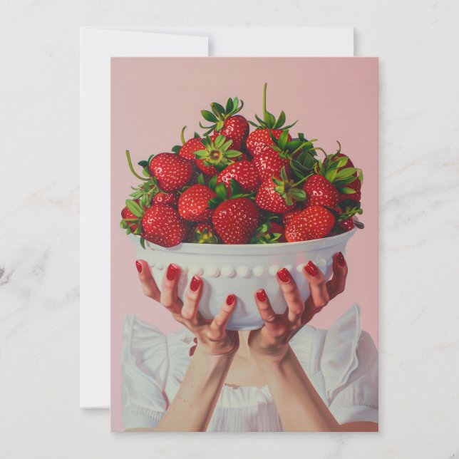 Invitación Tazón desbordante de fresas (Anverso)