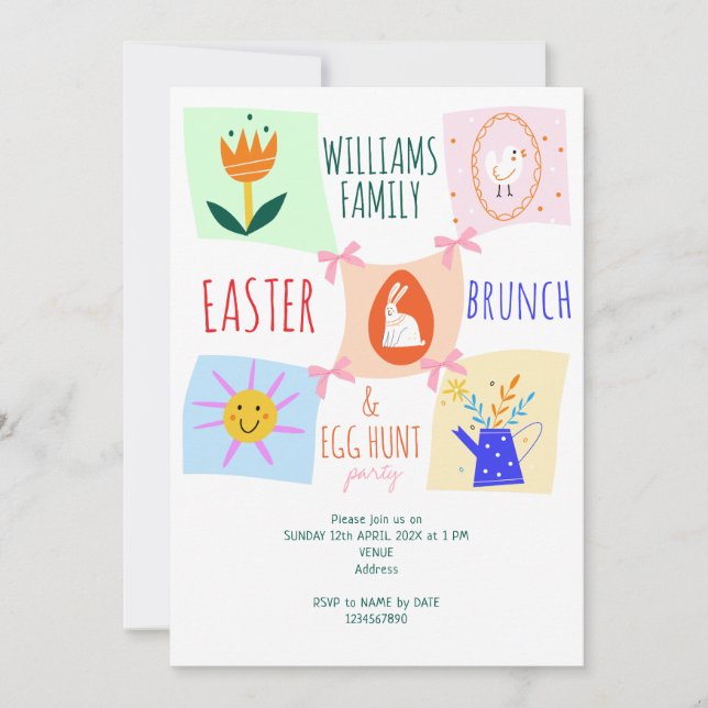 Invitación Tazón para Brunch de Conejo de Tablero de Damas On (Anverso)