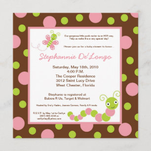 Invitación {TBA} la mariposa Baby Shower del insecto de la