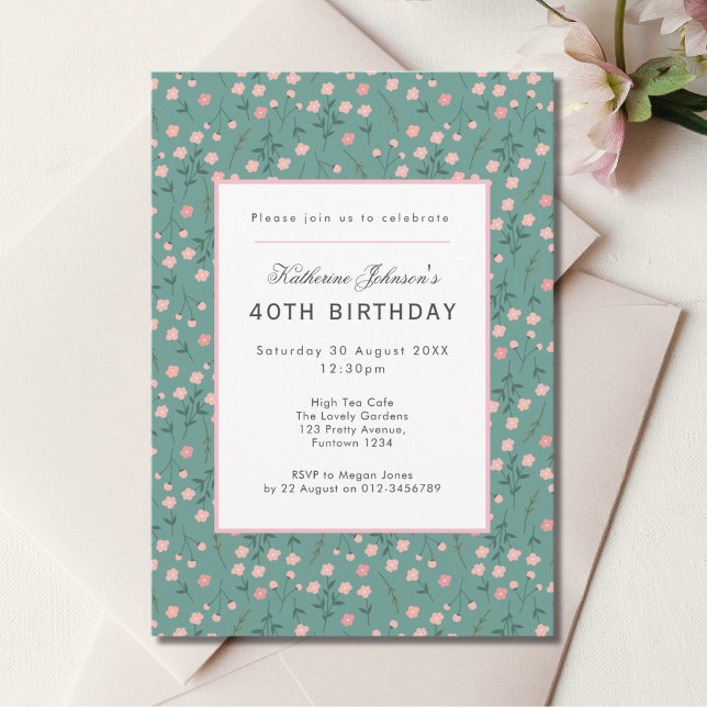 Invitación Té alto de fiesta de jardín para cumpleaños número (Subido por el creador)
