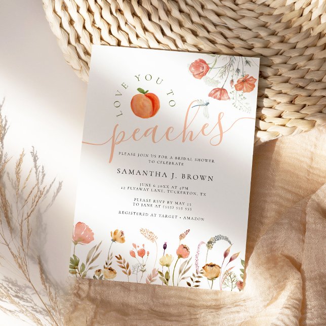 Invitación Te Ama A Peaches Elegante Ducha Novial (Subido por el creador)