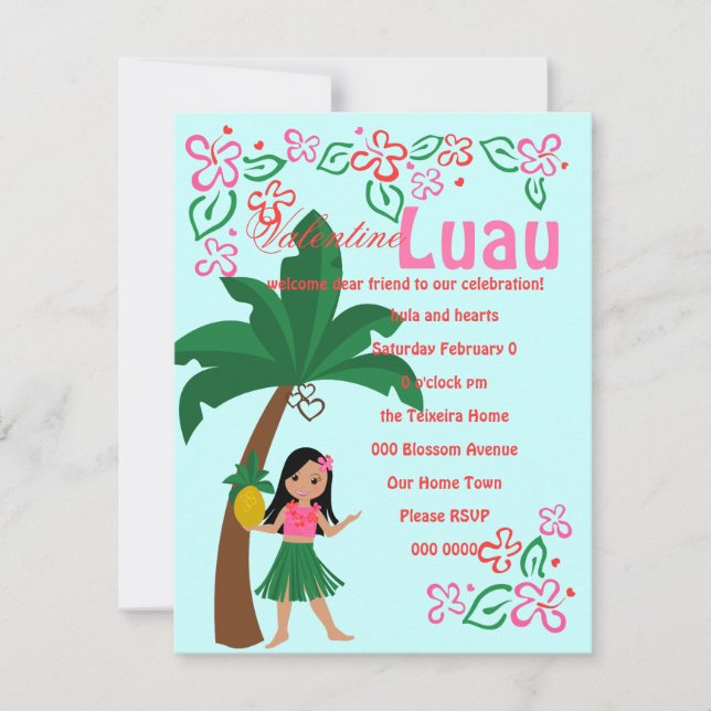 Invitación Te amo a Hula (Anverso)