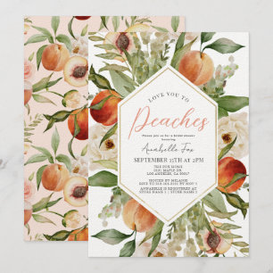 Invitación Te amo a la floral ducha de novias de Peaches