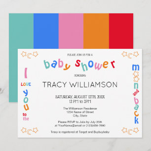 Invitación Te amo a la luna y a Baby Shower de regreso