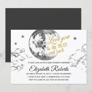 Invitación Te amo a la luna y a tu Baby Shower