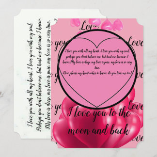 Invitación Te amo a la luna y de vuelta