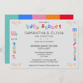 Invitación Te amo a la luna y de vuelta LGBTQ+ Baby Shower I