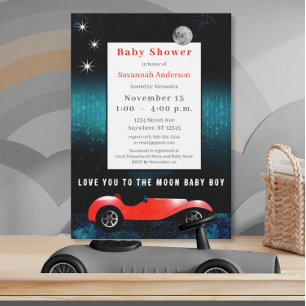 Invitación Te amo al auto clásico de Moon Baby Boy