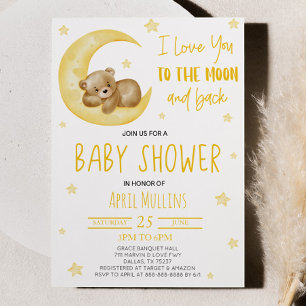 Invitación Te Amo Al Baby Shower De La Luna Teddy Bear