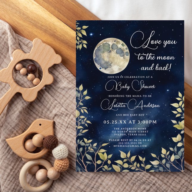 Invitación Te amo al Baby Shower Moon and Back Boy (Subido por el creador)