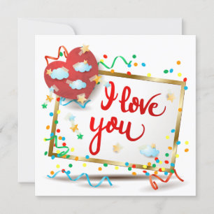 Invitación Te amo con el corazón rojo