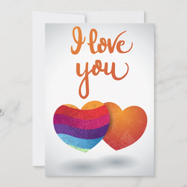 Invitación Te amo con un par de corazones (Anverso)